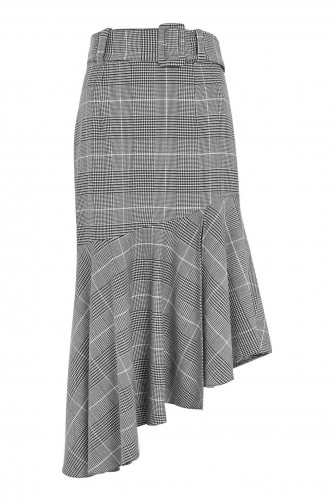 TOPSHOP Check Belted Asymmetric Midi Skirt / checked skirts