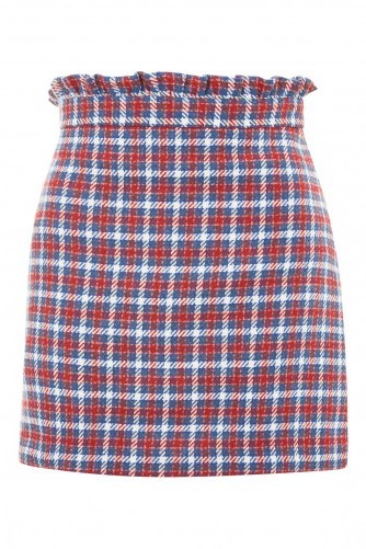TOPSHOP Check Frill Waist Mini Skirt / red, white and blue checked skirts - flipped
