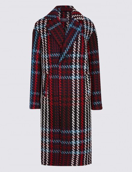 M&S COLLECTION Checked Coat ~ check print statement coats - flipped
