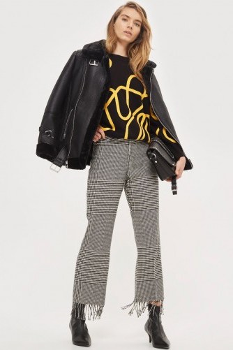 Topshop Checked Fringed Trousers | check print pants - flipped