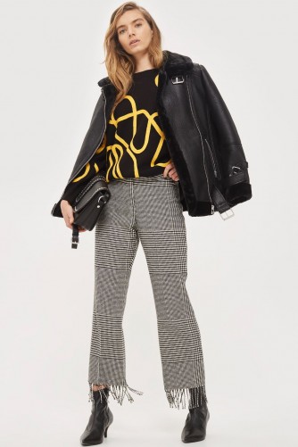 Topshop Checked Fringed Trousers | check print pants