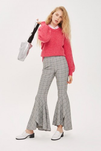 TOPSHOP Checked Super Flare Trousers / kick flares / check print pants