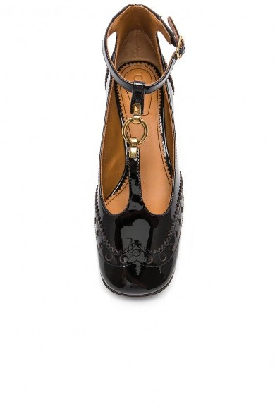 CHLOE Patent Leather Perry Pumps / shiny block heel shoes - flipped