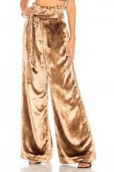 Chrissy Teigen X REVOLVE THAI TEA PANT | luxe gold wide leg pants | celebrity fashion | velvet trousers