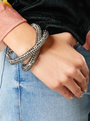 CHRISTOPHER KANE‎ Crystal Skinny Double Bolster Bracelet | silver tone bracelets - flipped