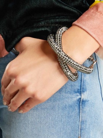 CHRISTOPHER KANE‎ Crystal Skinny Double Bolster Bracelet | silver tone bracelets