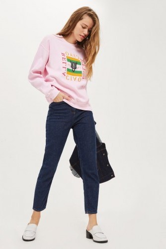Tee & Cake Ciao Bella Panther Sweatshirt / light pink slogan sweatshirts - flipped