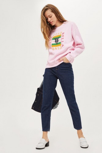 Tee & Cake Ciao Bella Panther Sweatshirt / light pink slogan sweatshirts