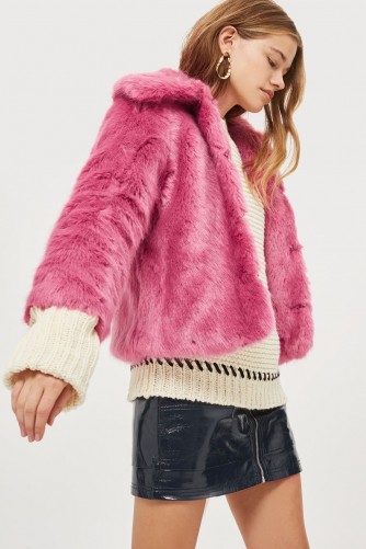 Topshop CLAIRE Luxe Faux Fur Coat / bright pink winter coats