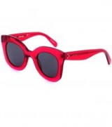 CÉLINE EYEWEAR Marta square sunglasses / raspberry acetate frames & dark grey lenses