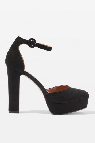 Topshop Closed Toe Platform Shoes / ankle strap platforms / 70s style high heels - flipped