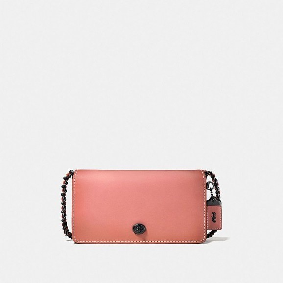 COACH 1941 Dinky Crossbody In Colorblock Leather BLACK COPPER/MELON | small crossbody bags - flipped