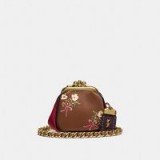 COACH 1941 Kisslock Pouch In Glovetanned Nappa Leather With Floral Bow Print | tiny crossbody pouches | small brown floral bags