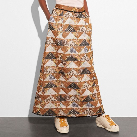 COACH 1941 Patchwork Maxi Skirt | long tonal-brown skirts