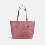 COACH Reversible Large Market Tote In Suede And Crossgrain Leather DARK GUNMETAL/DUSTY ROSE