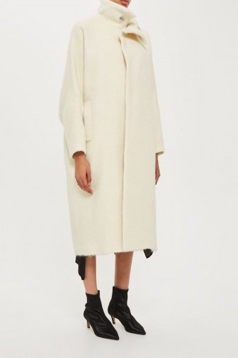 TOPSHOP Cocoon Sleeve Coat by Boutique – ivory coats – luxe style outerwear - flipped