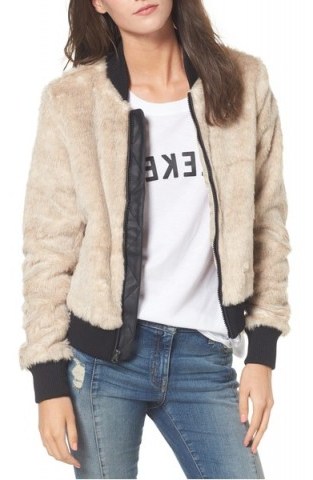 Coffee Shop Faux Fur Bomber Jacket ~ casual winter glamour - flipped