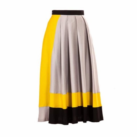 Emily Lovelock Color Block Skirt Grey | pleated midi skirts - flipped