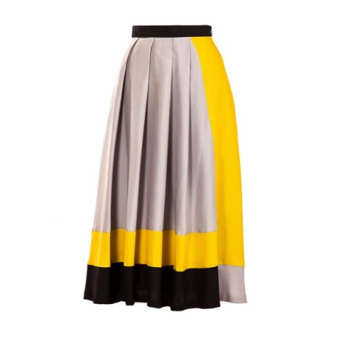Emily Lovelock Color Block Skirt Grey | pleated midi skirts