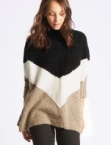 M&S COLLECTION Colour Block Poncho Funnel Neck Jumper / high neck jumpers