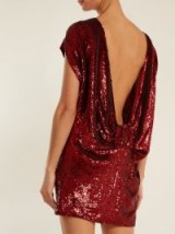 ASHISH Cowl-back sequin-embellished mini dress | red sequinned low back dresses | evening impact