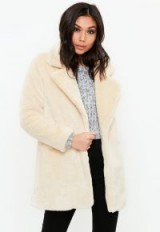missguided cream faux fur longline coat ~ luxe style winter coats