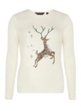 Dorothy Perkins Cream Sequin Reindeer Jumper – sparkly Christmas jumpers