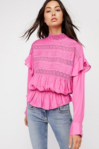 Free People Crush On You Top | bright pink ruffle tops - flipped