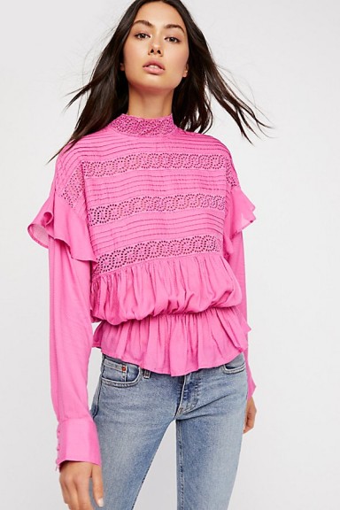 Free People Crush On You Top | bright pink ruffle tops