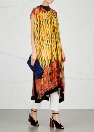 DRIES VAN NOTEN Dabor printed silk chiffon dress ~ multi-print kaftan style dresses ~ effortless elegance