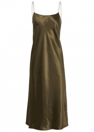 VINCE Dark brown satin dress | silky slip dresses