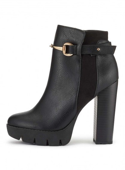 Miss Selfridge DEAL Cleated Platfrom Ankle Boots ~ chunky black ankle boot - flipped