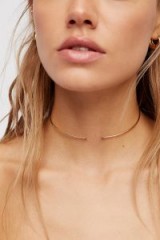 JoeLuc Jewelry Delicate Ruby Neck Hugger | 14k gold filled slim choker necklaces | wire chokers