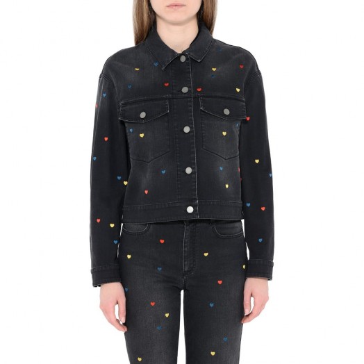 Stella McCartney Denim Heart Embroidery Jacket | casual black jackets