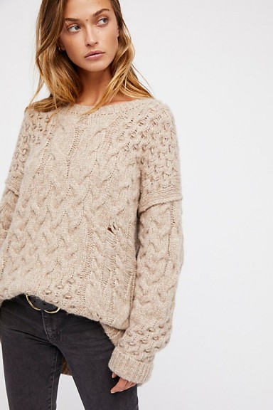 Free People Destroyed Cable Pullover | oatmeal jumpers