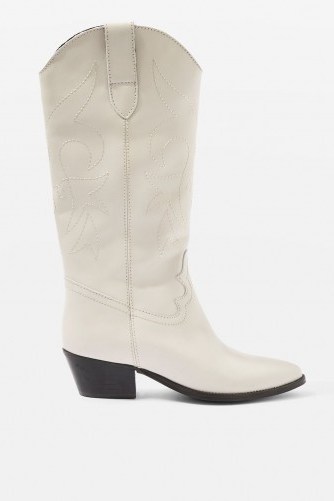 Topshop Devious Western Boots / long white cowboy boots - flipped