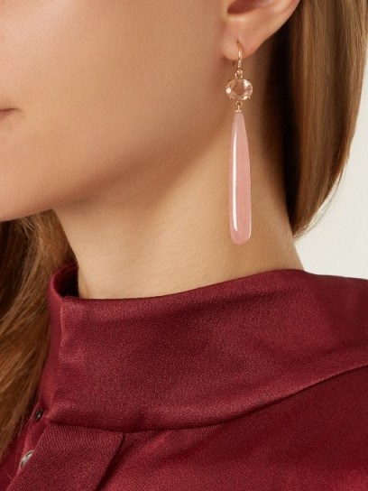 IRENE NEUWIRTH Diamond, garnet, tourmaline & rose-gold teardrop earrings ~ pink stone jewellery - flipped
