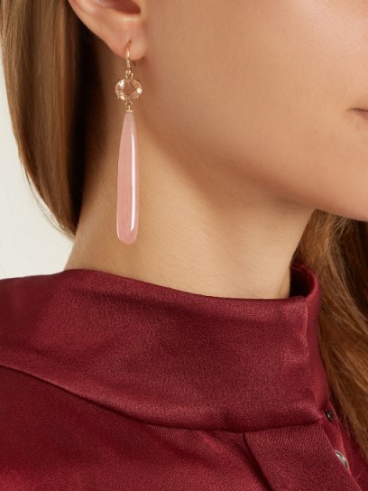 IRENE NEUWIRTH Diamond, garnet, tourmaline & rose-gold teardrop earrings ~ pink stone jewellery