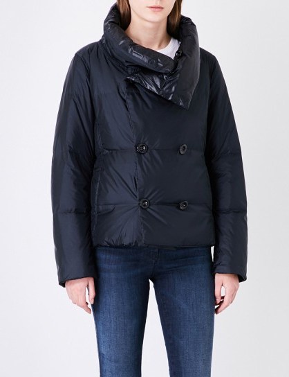 DIESEL W-Desir-B shell puffer jacket ~ black padded high neck jackets - flipped