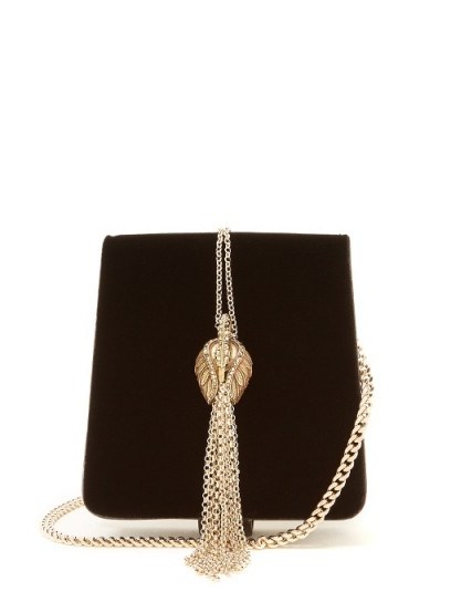 LANVIN Discret swan-embellished velvet bag ~ small luxe bags - flipped