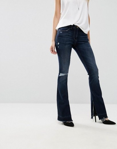 DL1961 Bridget Bootcut Jean with Raw Frayed Hem | distressed jeans - flipped