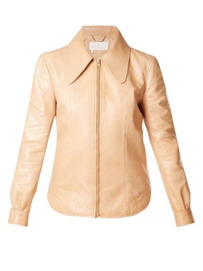 CHLOÉ Dog ear-collar patent-leather jacket ~ beige jackets ~ 70s luxe style fashion - flipped