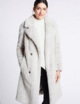 PER UNA Double Breasted Faux Fur Coat ~ luxe style ivory winter coats ~ M&S/Marks and Spencer stylish outerwear