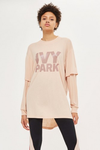 Ivy Park Double Layer Logo Top / long pink casual tops