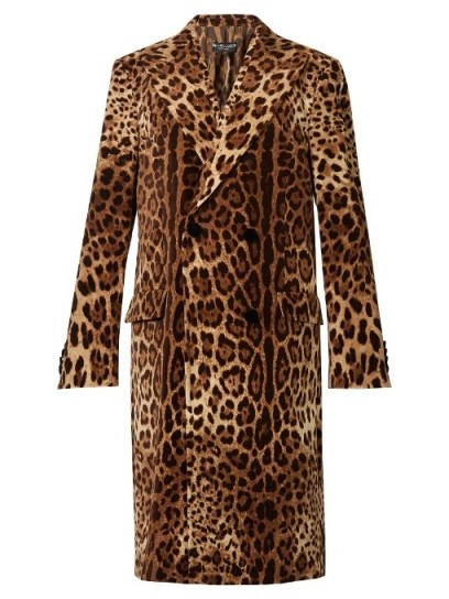 DOLCE & GABBANA Double-breasted leopard-print velvet coat ~ luxurious winter coats ~ gorgeous Italian outerwear - flipped