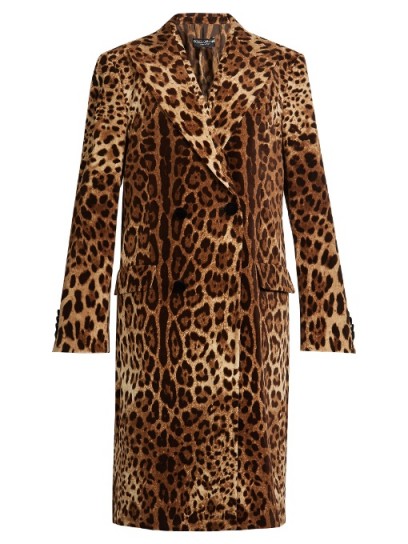 DOLCE & GABBANA Double-breasted leopard-print velvet coat ~ luxurious winter coats ~ gorgeous Italian outerwear