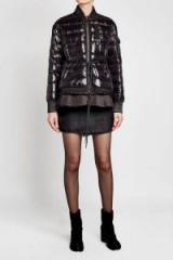 MONCLER Down Jacket with Pleated Hem / black high shine padded jackets