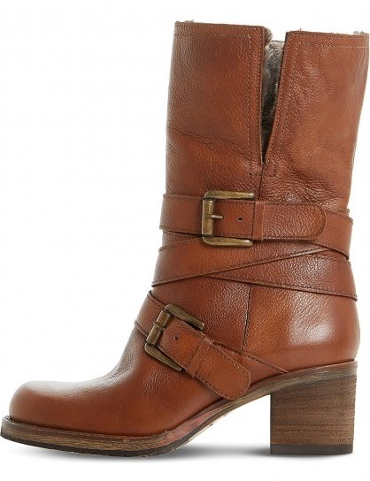 DUNE Rockerr leather boots – rockin tan brown buckle boot - flipped