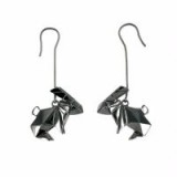 Origami Jewellery Earrings Rabbit Gun Metal