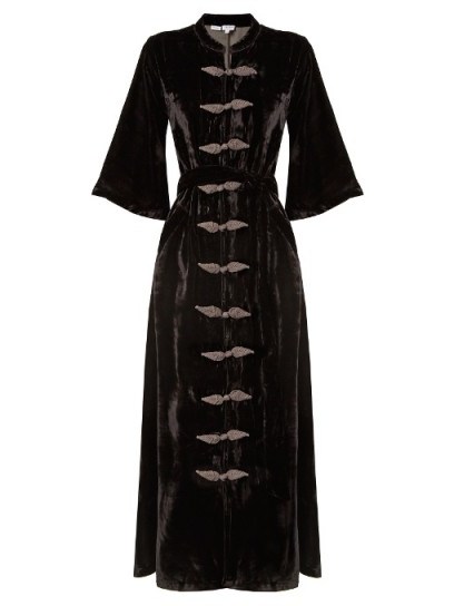 RHODE RESORT Elin tie-waist velvet dress ~ long black dresses ~ luxe style fashion - flipped